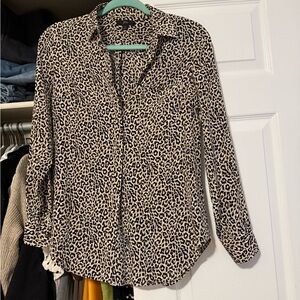 J. Crew Black and White Leopard Print Blouse